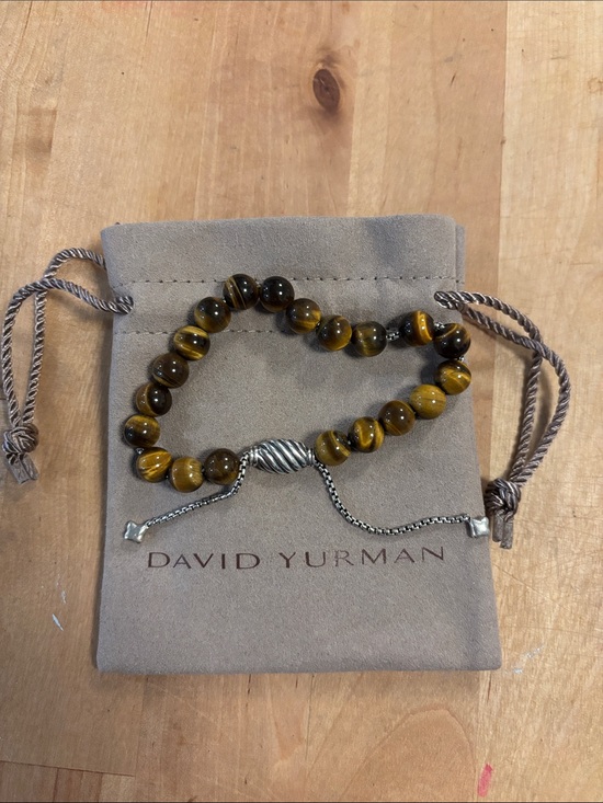 David Yurman Jewelry - David Yurman Tiger Eye Bead Bracelet in Brown and Silver